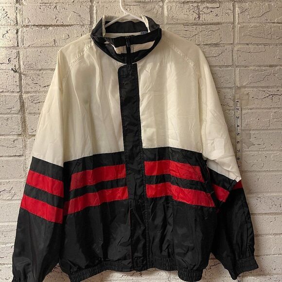 Vintage Other - Vintage 90s Retro Online Red Striped Wind Breaker Jacket Large